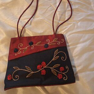 Embroidered Bag with Rosettes